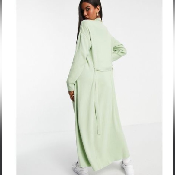 Missguided Size UK 10 Co-per Maxi Sage Green Cardigan With Belt 💚 RRP £35 - Picture 3 of 5
